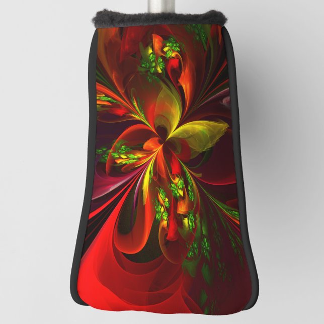 Modernes Abstraktes Muster des Roten Grünen Blumen Golf Headcover (Rotieren 90)