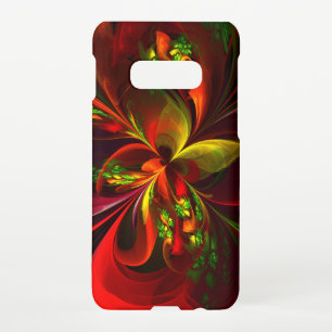 Modernes Abstraktes Muster des Roten Grünen Blumen Samsung Galaxy S10E Hülle