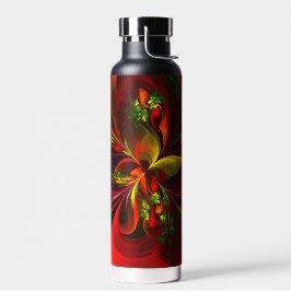 Modernes Abstraktes Muster des Roten Grünen Blumen Trinkflasche