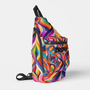 Modernes, Abstraktes Muster - farbenfrohe Monogram Crossbody Bag
