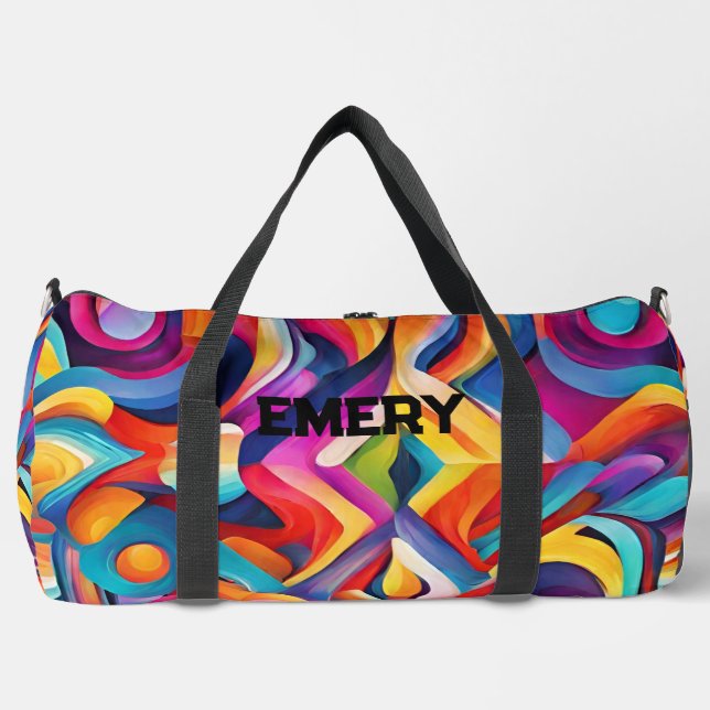 Modernes, Abstraktes Muster - farbenfrohe Monogram Duffle Bag (Vorderseite)