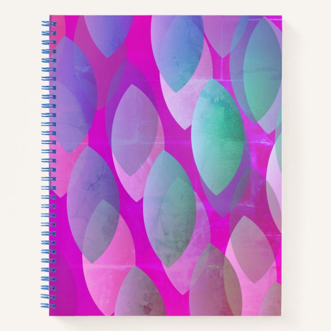 Modernes Abstraktes Muster | Magenta Lila Pink Aqu Notizbuch (Vorderseite)