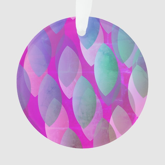Modernes Abstraktes Muster | Magenta Lila Pink Aqu Ornament (Vorderseite)