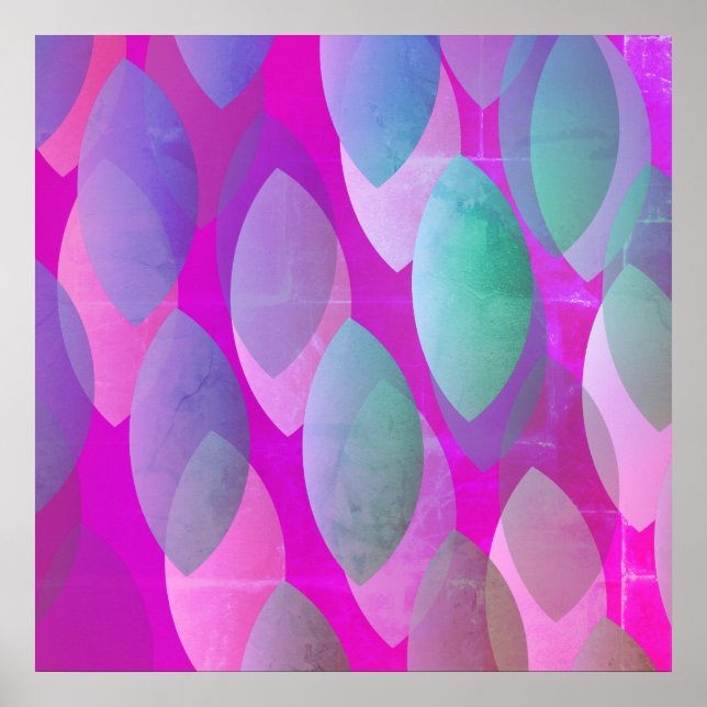 Modernes Abstraktes Muster | Magenta Lila Pink Aqu Poster (Vorne)