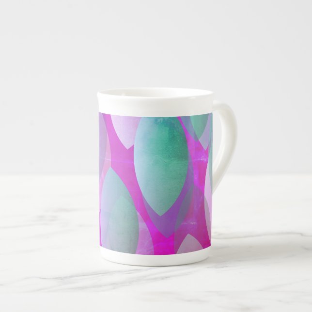 Modernes Abstraktes Muster | Magenta Lila Pink Aqu Prozellantasse (Vorderseite Rechts)