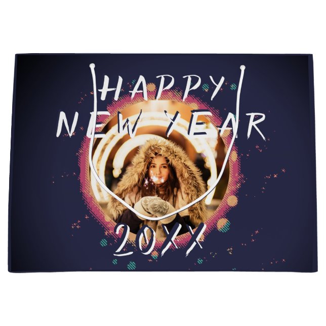 Modernes Abstraktes Neues Jahr 2023 Foto Große Geschenktüte (Vorderseite)