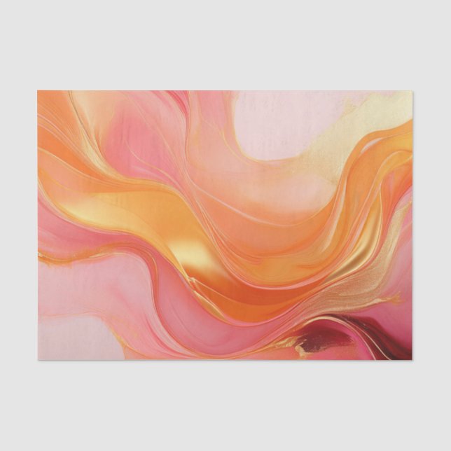 Modernes Abstraktes Orange, Rosa und Gold- Seidenpapier (Vorderseite)