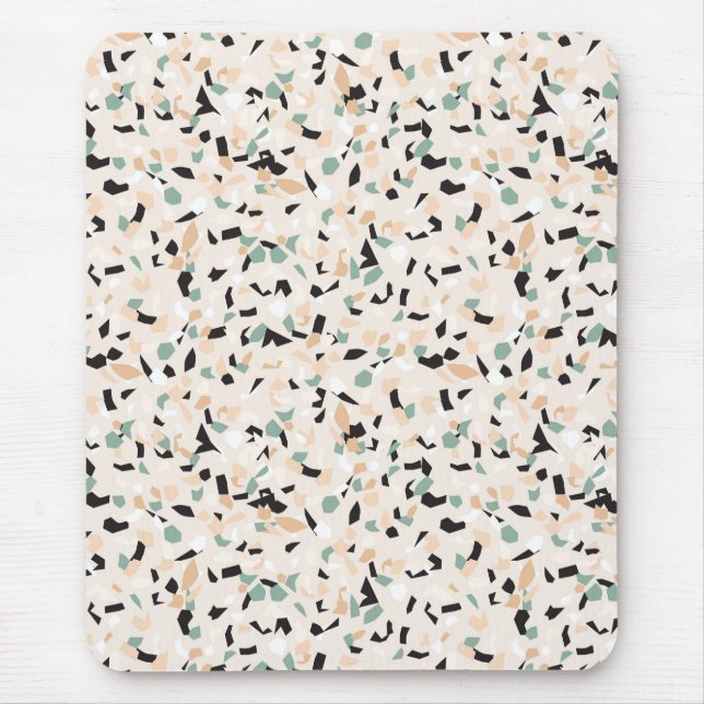 Modernes Abstraktes Pastel Terrazzo Muster Mousepad (Vorne)