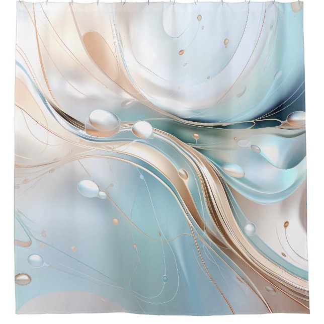 Modernes abstraktes Pastellblau und Rosa Duschvorhang (Vorderseite)