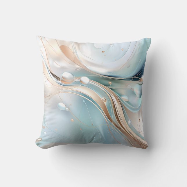 Modernes abstraktes Pastellblau und Rosa Kissen (Vorderseite)