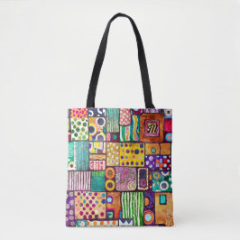 Modernes Abstraktes Patchwork-Muster Monogramm Tasche