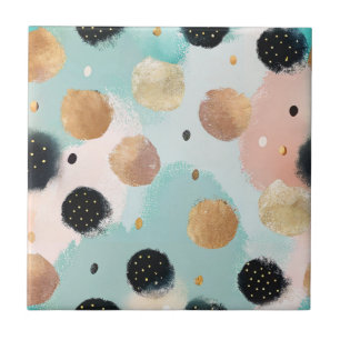 Modernes Abstraktes Pinselstrich- und Polka-Dot-Mu Fliese
