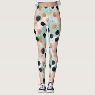 Modernes Abstraktes Pinselstrich- und Polka-Dot-Mu Leggings
