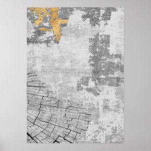 Modernes Abstraktes Poster aus Gold und Grau