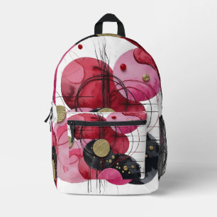 Modernes Abstraktes Red & Gold Circle Art Backpack Bedruckter Rucksack