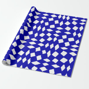 Modernes Abstraktes Retro Royal Blue Schachbrett M Geschenkpapier