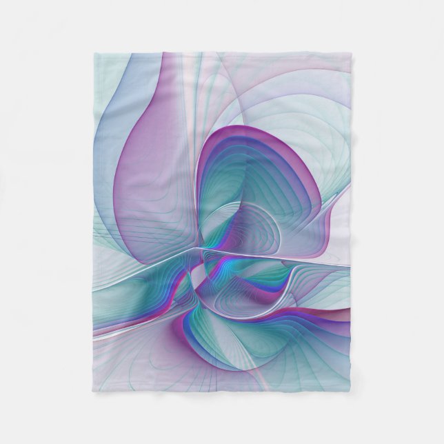 Modernes Abstraktes Rosa Blau Türkisches Fraktal K Fleecedecke (Vorderseite)
