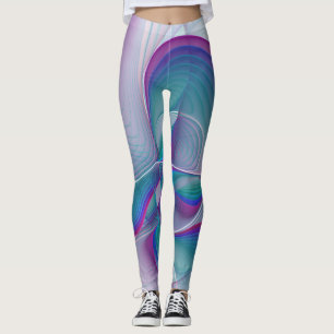 Modernes Abstraktes Rosa Blau Türkisches Fraktal K Leggings