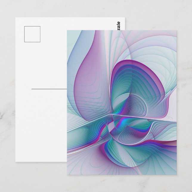 Modernes Abstraktes Rosa Blau Türkisches Fraktal K Postkarte (Vorne/Hinten)