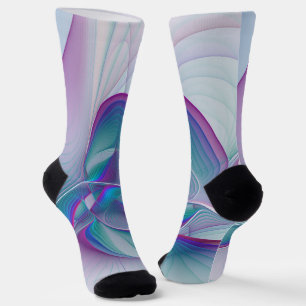 Modernes Abstraktes Rosa Blau Türkisches Fraktal K Socken