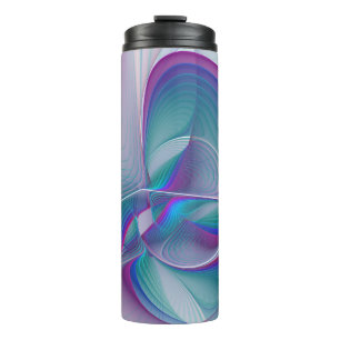 Modernes Abstraktes Rosa Blau Türkisches Fraktal K Thermosbecher