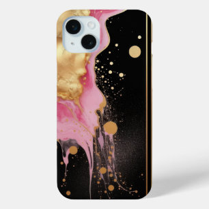 Modernes abstraktes rosa Gold und schwarzer Tinten Case-Mate iPhone Hülle