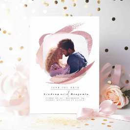Modernes Abstraktes, rosafarbenes Foto Save The Date