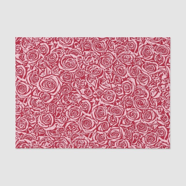 Modernes abstraktes Rosen-Muster, Rose rot und Seidenpapier (Vorderseite)