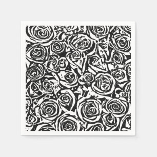 Modernes abstraktes Rosen-Muster, Schwarzweiss Serviette