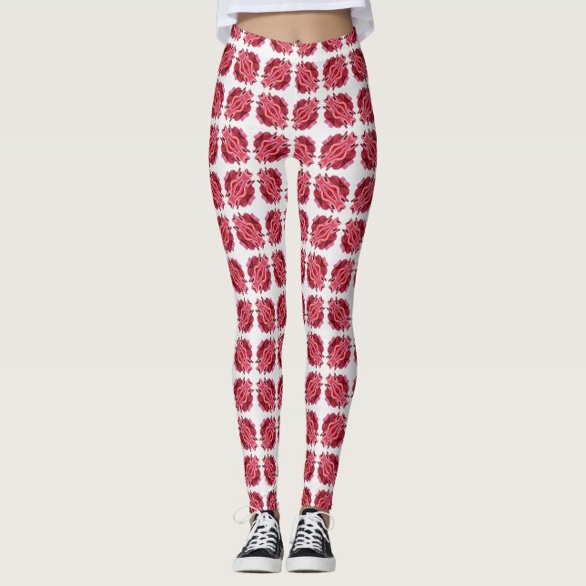 Modernes Abstraktes rotes Muster Leggings (Vorderseite)
