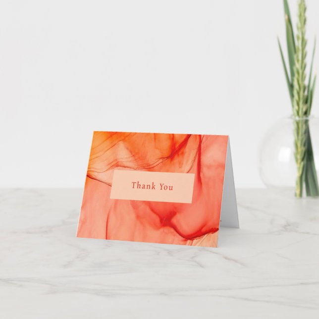 Modernes Abstraktes Rotes Orange Elegantes Dankeskarte (Vorderseite)