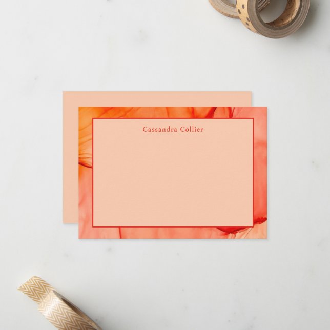 Modernes Abstraktes Rotes Orange Elegantes Mitteilungskarte (Vorderseite/Rückseite Beispiel)