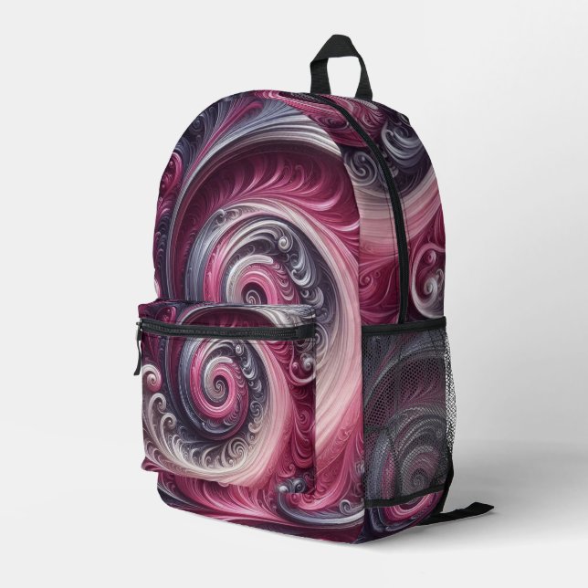 Modernes, Abstraktes, schlichtes Rosa und Lila Bedruckter Rucksack (Rückseitige Ecke Rechts)