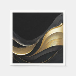 Modernes Abstraktes Schwarz und Gold Serviette