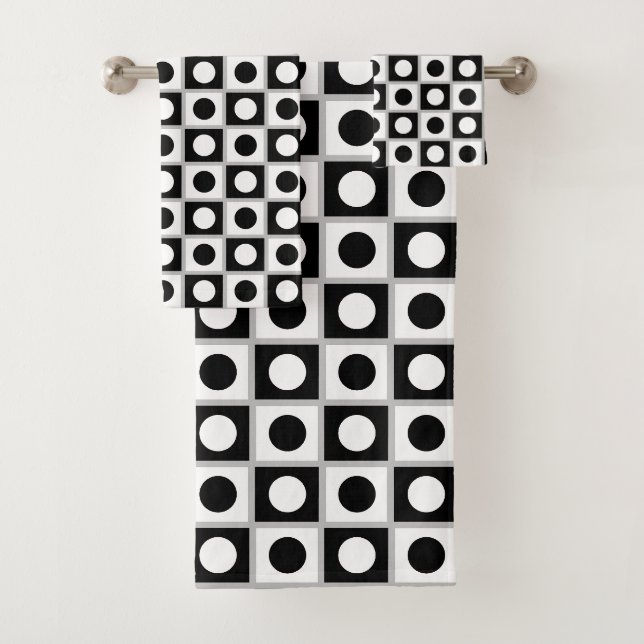 Modernes Abstraktes Schwarz-Weiß-Badehandtuch-Set Badhandtuch Set (Insitu)