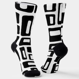 Modernes Abstraktes Schwarz-Weiß-Muster im Mittela Socken