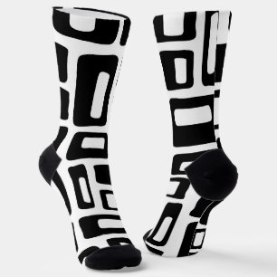 Modernes Abstraktes Schwarz-Weiß-Muster im Mittela Socken