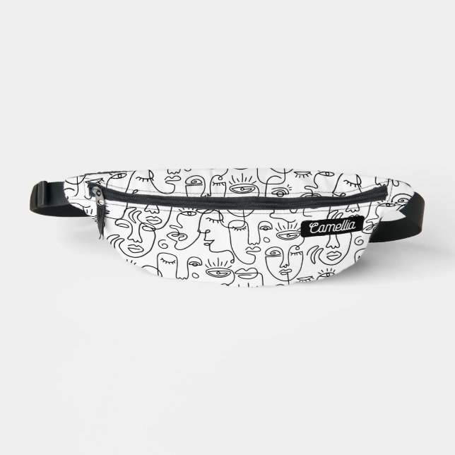 Modernes, Abstraktes Schwarz-weißes Frontseilmuste Bauchtasche (Vorderseite)