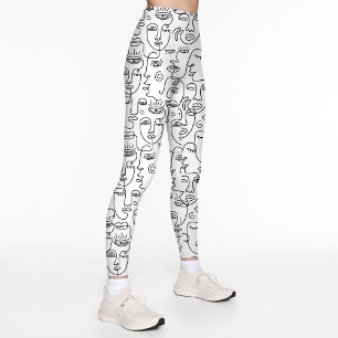 Modernes, Abstraktes Schwarz-weißes Frontseilmuste Leggings