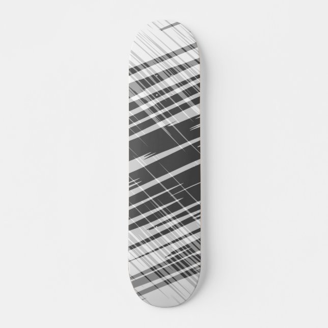 Modernes abstraktes Schwarz-weißes Streifenmuster Skateboard (Vorne)