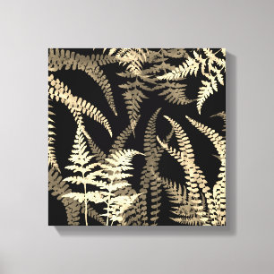 Modernes Abstraktes Schwarzes Beige Fern Leinwanddruck