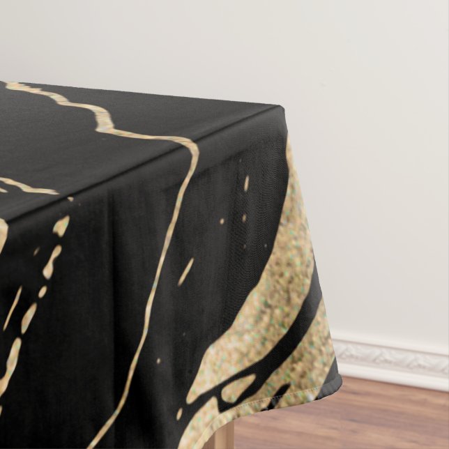 Modernes Abstraktes Schwarzes Gold-Marmor Tischdecke (Beispiel)