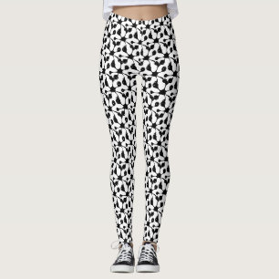 Modernes abstraktes Schwarzweißmuster auf Weiß Leggings