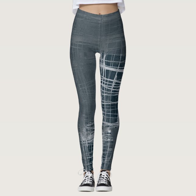 Modernes abstraktes Stahlblau Leggings (Vorderseite)