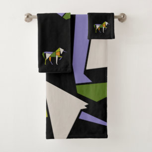 Modernes, Abstraktes Tangram Animal Badhandtuch Set