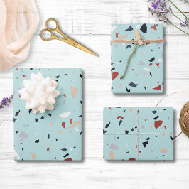 Modernes Abstraktes Terrazzo-Muster Geschenkpapier Set
