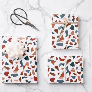 Modernes Abstraktes Terrazzo-Muster Geschenkpapier Set