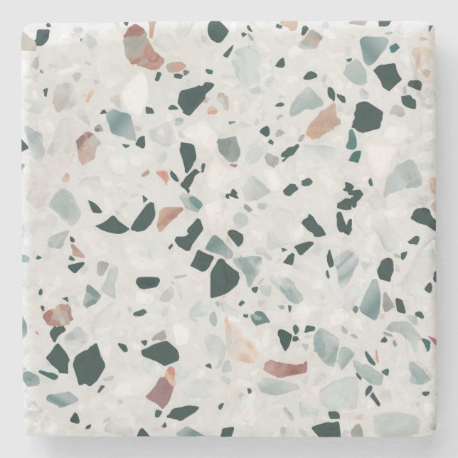 Modernes Abstraktes Terrazzo-Muster Steinuntersetzer (Vorderseite)