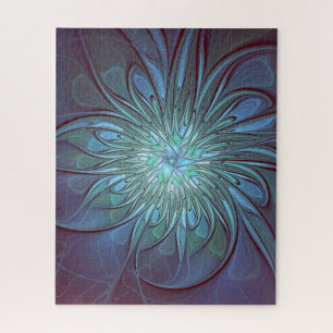 Modernes Abstraktes Trendy Blue Blume Fraktal Art