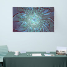 Modernes Abstraktes Trendy Blue Blume Fraktal Art